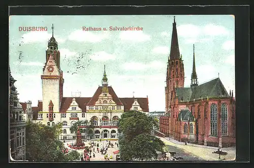 AK Duisburg, Rathaus und Salvatorkirche