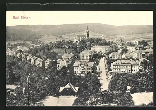 AK Bad Elster, Ortschaft aus der Vogelschau