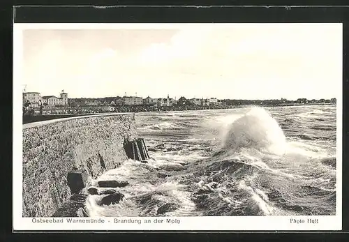 AK Warnemünde, Brandung an der Mole