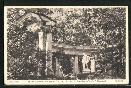 AK Le temple d`apollon, Pavlovsk, Rotes Kreuz Russland