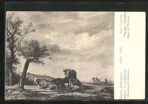AK Karel Dujardin, Paysage champêtre, Musée de l`Ermitage, Rotes Kreuz Russland