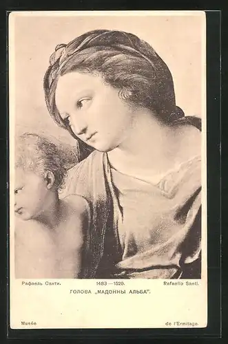 Künstler-AK Rafaello Santi: Madonna, Musée de l`Ermitage, Rotes Kreuz Russland