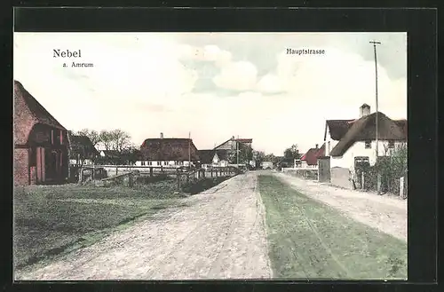 AK Nebel a. Amrum, Blick auf die Hauptstrasse