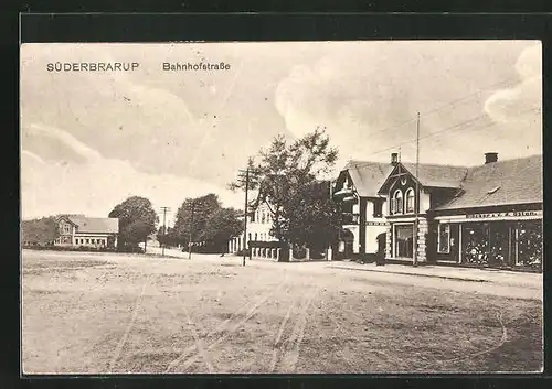 AK Süderbrarup, Blick auf die Bahnhofstrasse