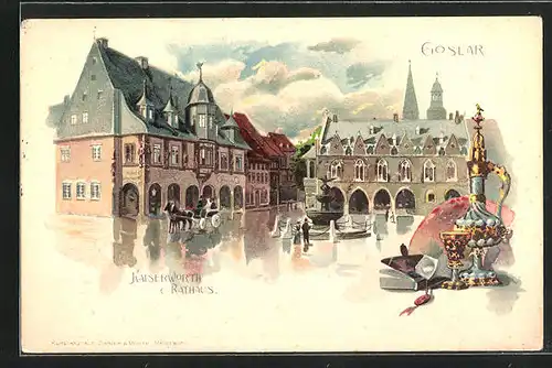 AK Goslar, Kaiserworth und Rathaus