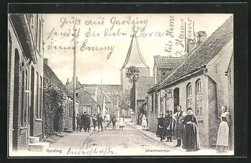 AK Garding, Johannisstrasse mit Kirche