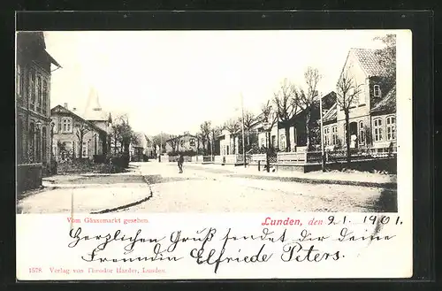 AK Lunden, Strassenpartie vom Gänsemarkt gesehen