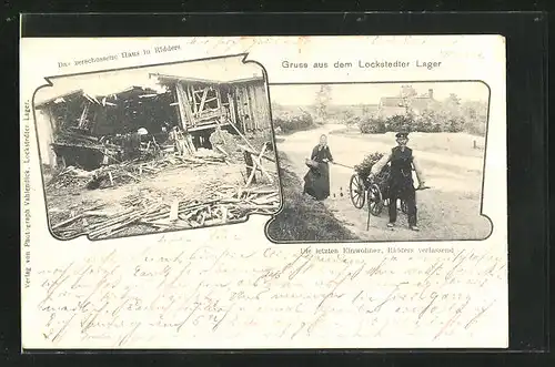 AK Lockstedter Lager, Zerschossenes Haus in Ridders, die letzten Einwohner verlassen den Ort