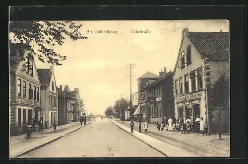 AK Brunsbüttelkoog, Fährstrasse am Kolonialwarengeschäft Wilhelm Haase