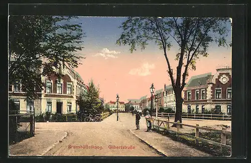 AK Brunsbüttelkoog, Abendstimmung in der Gilbertstrasse