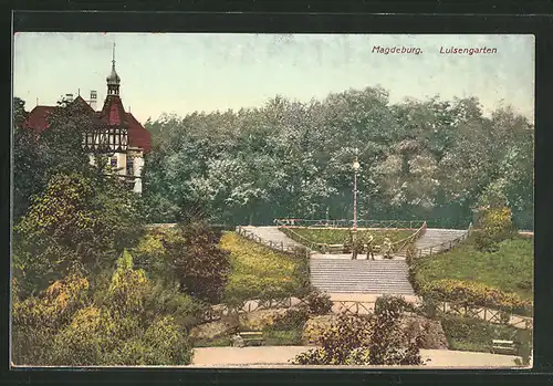 AK Magdeburg, Schöne Sicht auf den Luisengarten