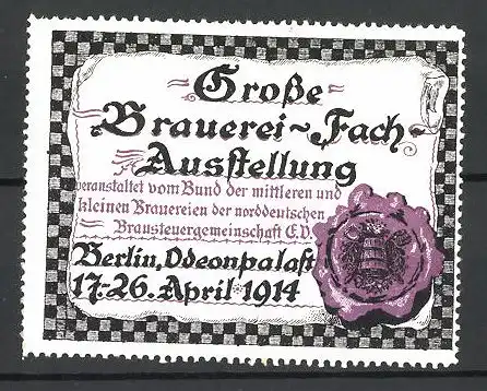 Reklamemarke Berlin, Grosse Brauerei-Fach-Ausstellung 1914