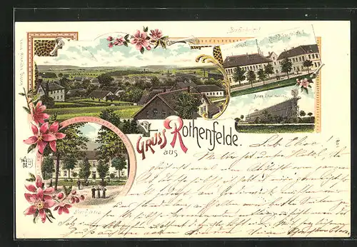 Lithographie Rothenfelde, Badehotel und Sool Bad, Kurhaus, Altes Gradierwerk