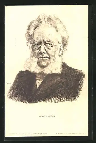 Künstler-AK Henrik Ibsen im Anzug