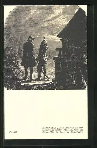 AK König Friedrich II. (der Grosse) und Zieten im Lager zu Bunzelwitz