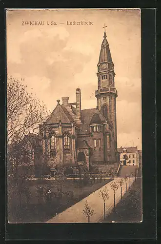 AK Zwickau i. Sa., Blick auf die Lutherkirche