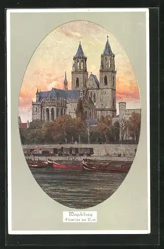 AK Magdeburg, Elbansicht mit Dom