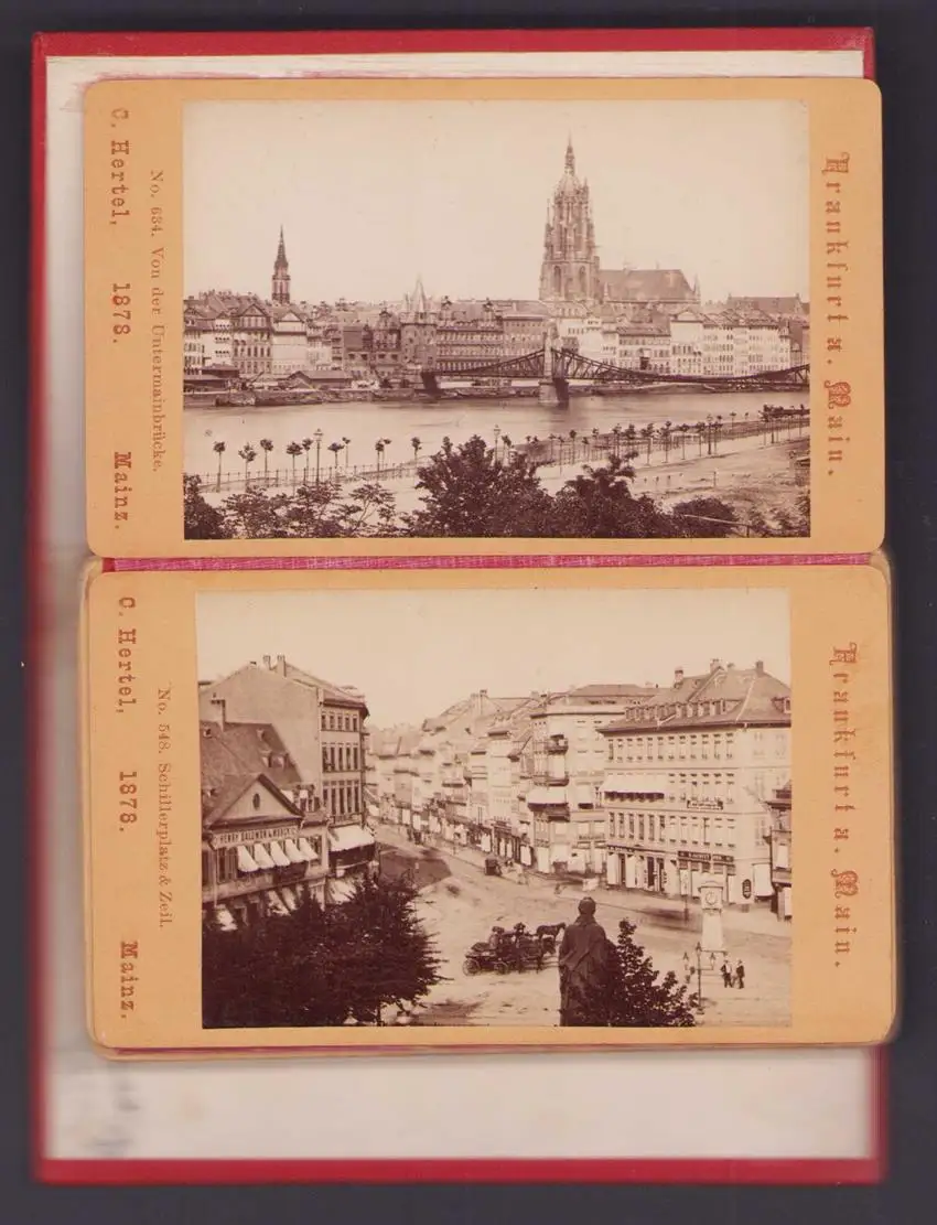 12 Fotografien C. Hertel im Album, Ansicht Frankfurt / Main, Untermainbrücke, Schillerplatz & Zeil, Römerberg & Römer 0