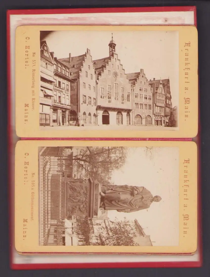 12 Fotografien C. Hertel im Album, Ansicht Frankfurt / Main, Untermainbrücke, Schillerplatz & Zeil, Römerberg & Römer 2