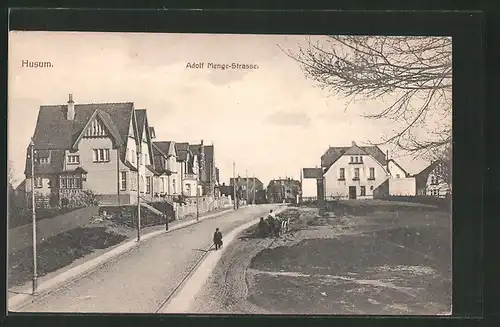 AK Husum, Wohnhäuser an der Adolf Menge-Strasse