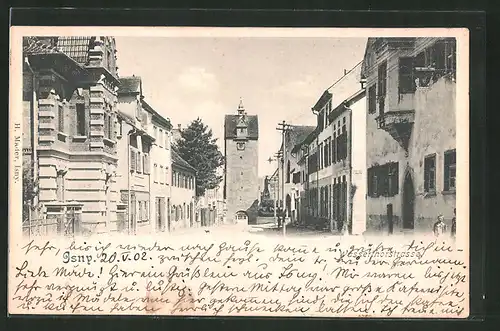 AK Isny, Wasserthorstrasse mit Turm