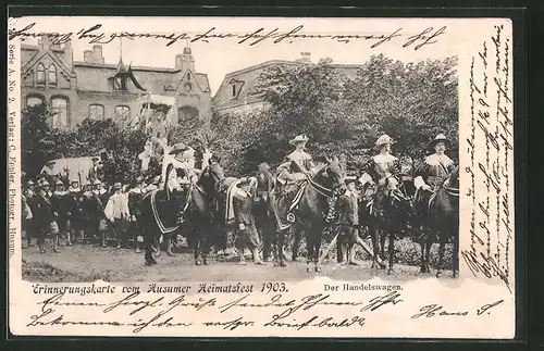 AK Husum, Erinnerungskarte vom Heimatfest 1903, Der Handelswagen