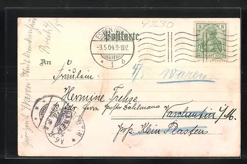 Lithographie Mülheim / Ruhr, Flusspartie mit Kettenbrücke