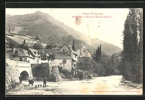 AK Bordes-sur-Lez, Flusspartie mit Gebirge
