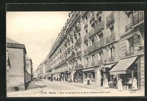 AK Paris, Rue de Gergovie à la Rue d`Alésia, Strassenpartien