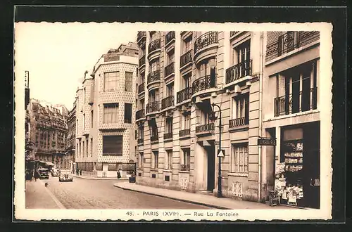AK Paris, Rue La Fontaine, Strassenpartie