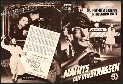 Filmprogramm DNF, Nachts auf den Strassen, Hans Albers, Hildegard Knef, Regie: Rudolf Jugert