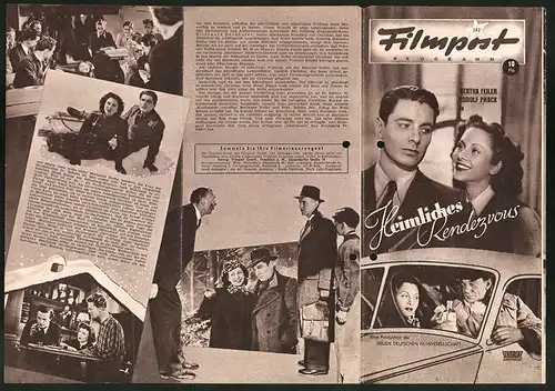 Filmprogramm Filmpost Nr. 342, Heimliches Rendezvous, Hertha Feiler, Rudolf Prack, Regie: Kurt Hoffmann