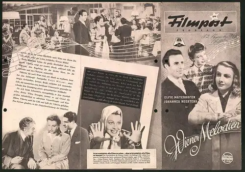 Filmprogramm Filmpost Nr. 279, Wiener Melodien, Elfie Mayerhofer, Johannes Heesters, Regie: Theo Lingen