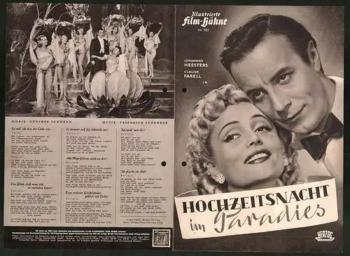 Filmprogramm IFB Nr. 931, Hochzeitsnacht im Paradies, Johannes Heesters, Claude Farell, Geza von Bolvary