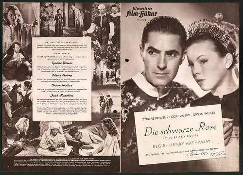 Filmprogramm IFB Nr. 1058, Die schwarze Rose, Tyrone Power, Cécile Aubry, Regie: Henry Hathaway