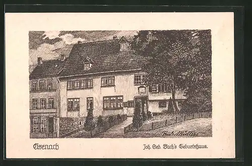 Künstler-AK Eisenach, Geburtshaus von Johan Sebastian Bach