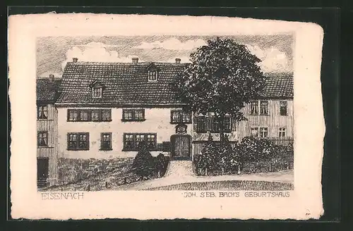 Künstler-AK Eisenach, Blick auf das Geburtshaus von Bach