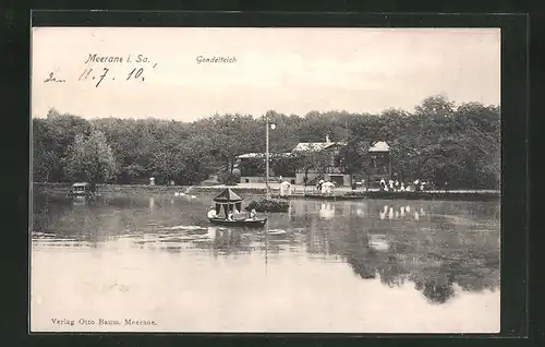 AK Meerane i. Sa, Blick auf den Gondelteich