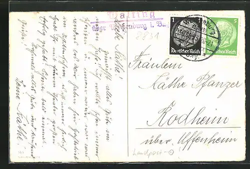AK Landpoststempel Walting über Weissenburg i. Bay.