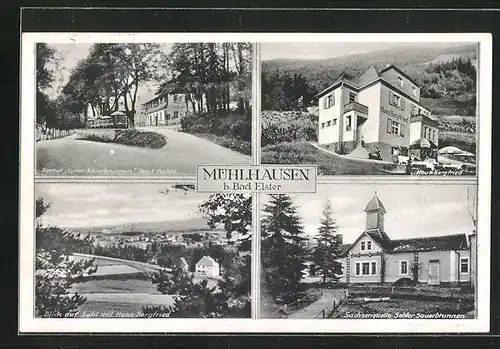 AK Mühlhausen b. Bad Elster, Gasthof Sohler Sauerbrunnen, Haus Bergfried, Sachsenquelle