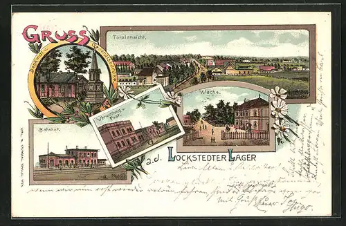 Lithographie Lockstedter Lager, Bahnhof, Wache, Verwaltung u. Post