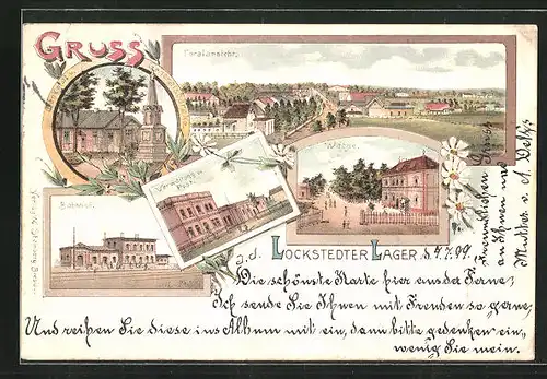 Lithographie Lockstedter Lager, Verwaltung und Post, Wache, Bahnhof