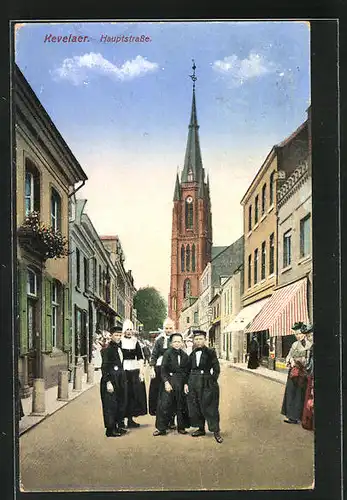 AK Kevelaer, Hauptstrasse mit Kirche