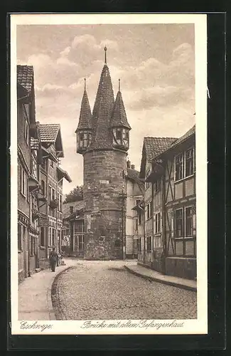 AK Eschwege, Brücke mit altem Gefangenhaus