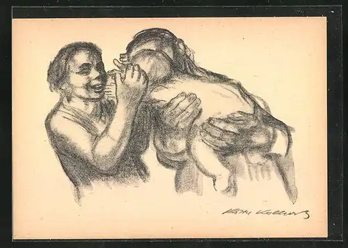 Künstler-AK Käthe Kollwitz: Familie, 1934