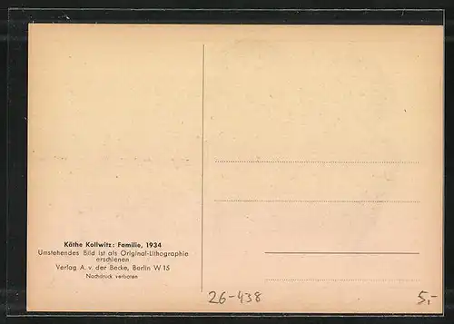 Künstler-AK Käthe Kollwitz: Familie, 1934
