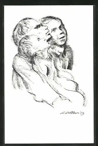 Künstler-AK Käthe Kollwitz: Zuhörende