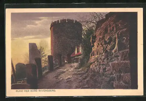 AK Ravensburg, Blick auf die Ruine der Burg
