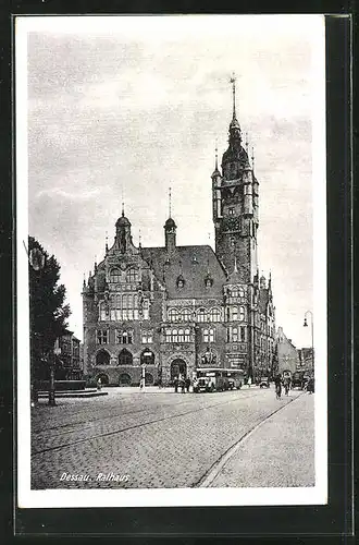 AK Dessau, Blick auf das Rathaus