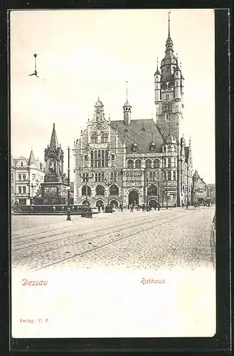 AK Dessau, Das Rathaus am Marktplatz